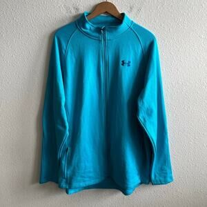 Under Armour Men's Light Blue Full Zip Fleece Jacket Size XL Loose Fit